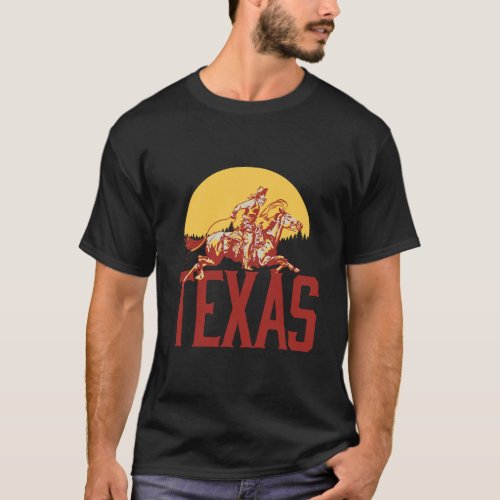 Texas Retro Roping Cowboy Vintage Graphic T_Shirt