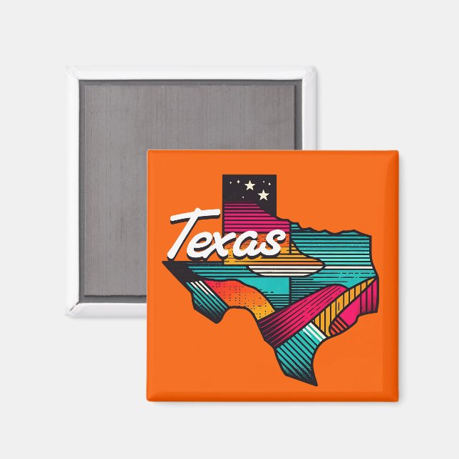 Texas Retro Sunset Lone Star State Souvenir Magnet (Front/Back)