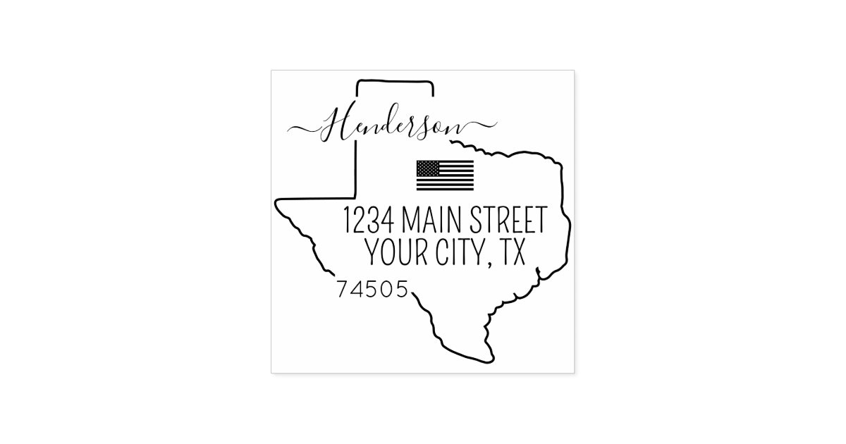 Texas Return Address Custom Rubber Stamp | Zazzle