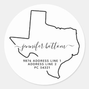 Texas Return Address New Home Classic Round Sticker