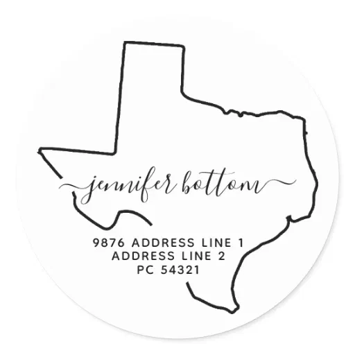Texas Return Address New Home Classic Round Sticker