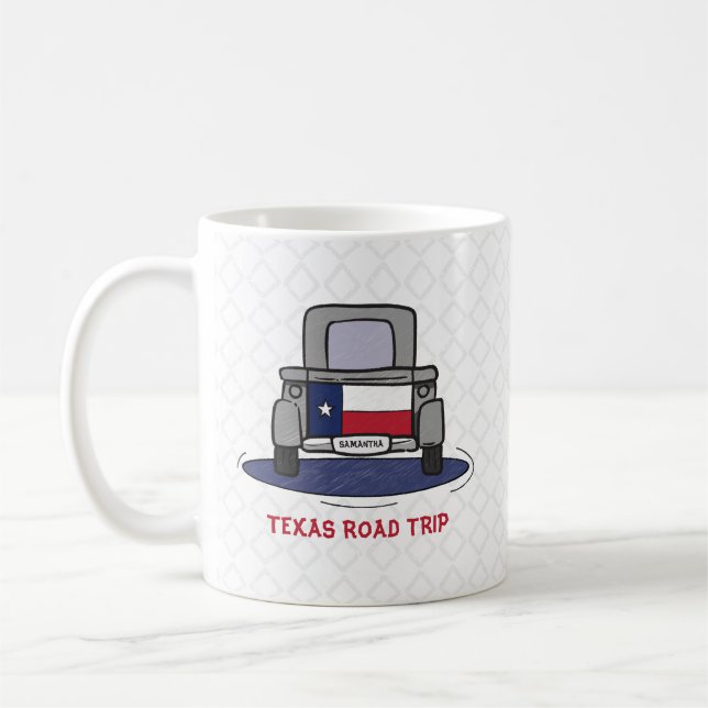 Texas Road Trip State Flag Truck Coffee Mug (Left)