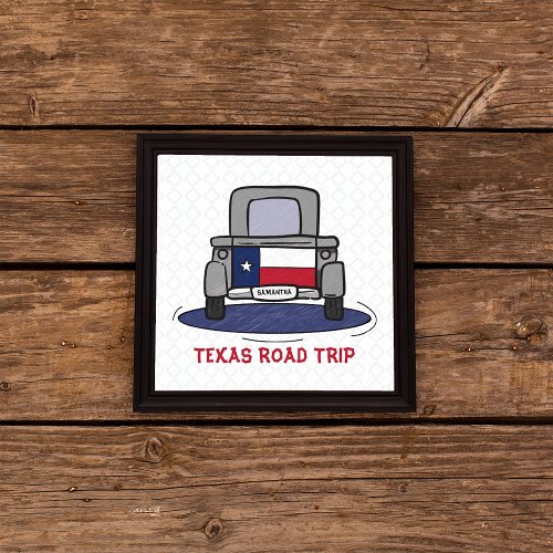 Texas Road Trip State Flag Truck Poster
