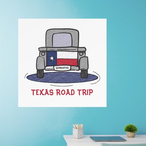 Texas Road Trip State Flag Truck Wall Decal