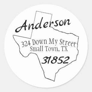 Texas Round Address Classic Round Sticker