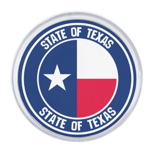 Texas Round Emblem Silver Finish Lapel Pin