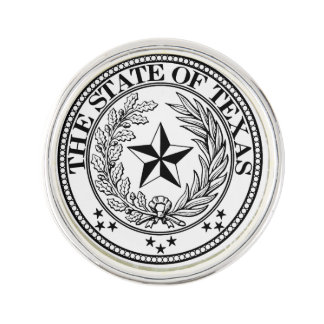 Texas Round Lapel Pin, Silver Plated Pin