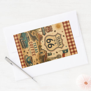 Texas Route 66 Coffee Ranch Morning Roadside Mood Rectangular Sticker