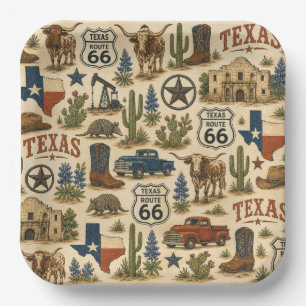 Texas Route 66 Party Ranch Paper Plates
