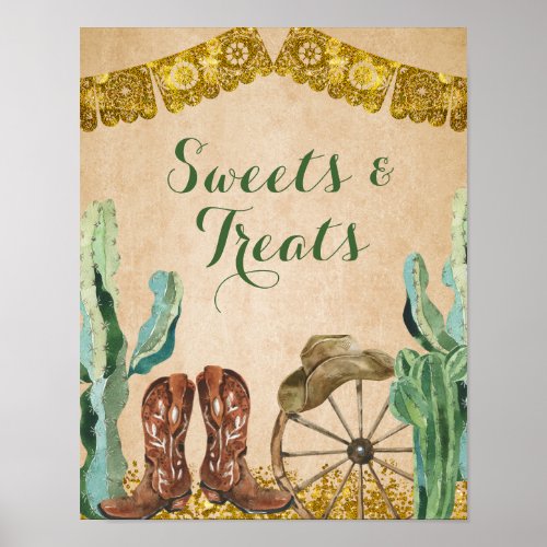 Texas Rustic Western Cowboy Sweets and Treats Poster