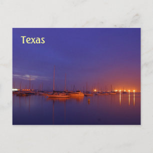 Texas sailboats in marina at dusk postcard