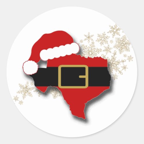 Texas Santa Belt and Gold Snowflakes Classic Round Sticker