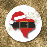 Texas Santa Belt and Gold Snowflakes Classic Round Sticker
