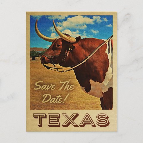 Texas Save The Date Vintage Country Western Announcement Postcard