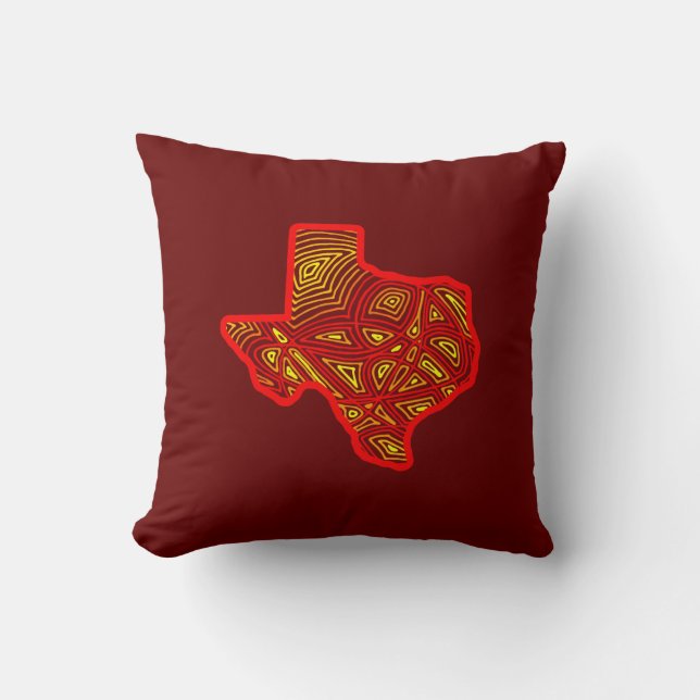 Texas Scribbleprint Throw Pillow (Front)