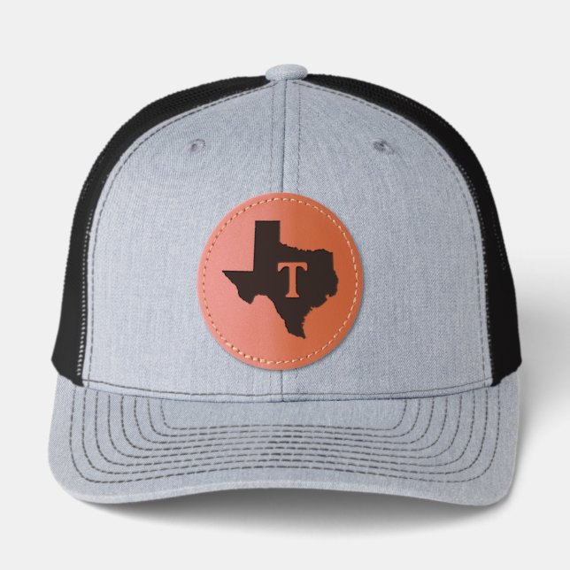 Texas Shape in Black with Monogram Leather Patch Hat (Front)