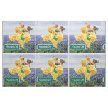 Texas Shape Yellow Rose And Cowgirl on Horse Fabric