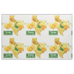 Texas Shape Yellow Rose And State Line Sign Fabric