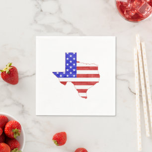Texas Shaped American Flag Patriotic Texan TX Napkins