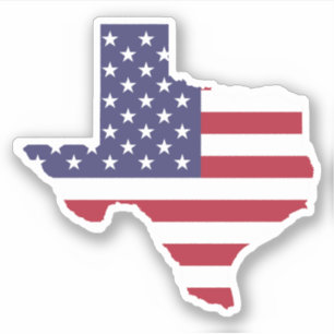 Texas-Shaped American Flag Sticker