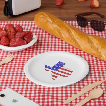 Texas Shaped American Flag Texan Paper Party Paper Plates by PNGDesign at Zazzle