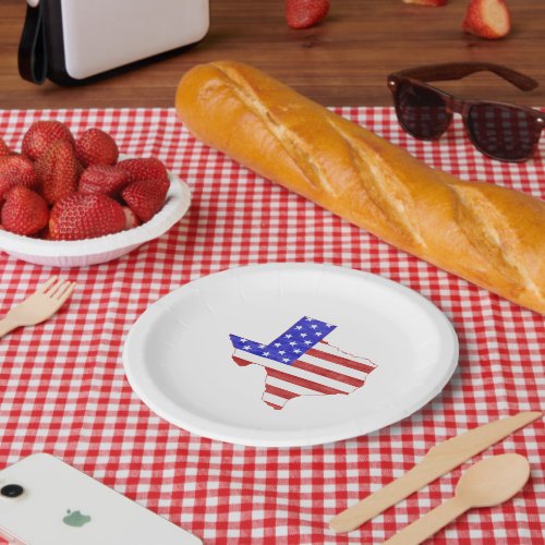 Texas Shaped American Flag Texan Paper Party Paper Plates