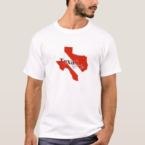 Texas Shaped Diving Flag Texan Scuba Diver T_Shirt