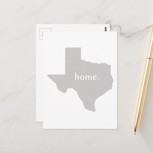 Texas Shaped Gray Home Texian Grey Texan Lone Star Postcard (Front/Back In Situ)