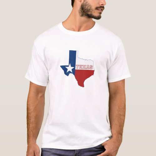 Texas Shaped State Flag with Name Red White Blue T_Shirt