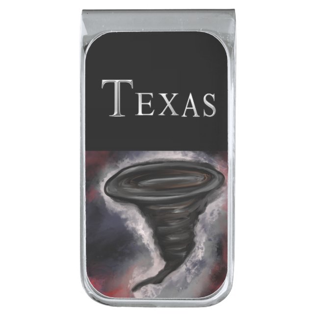 TEXAS SILVER FINISH MONEY CLIP (Front Vertical)