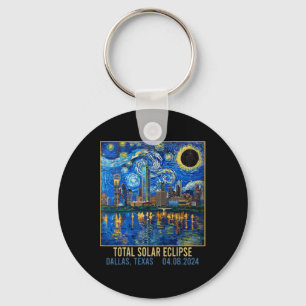 Texas Skyline Artistic Total Solar Eclipse 2024  Keychain