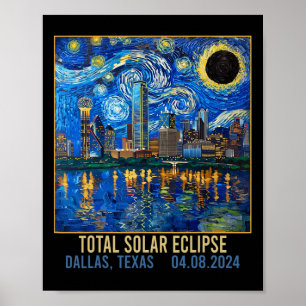 Texas Skyline Artistic Total Solar Eclipse 2024 Poster