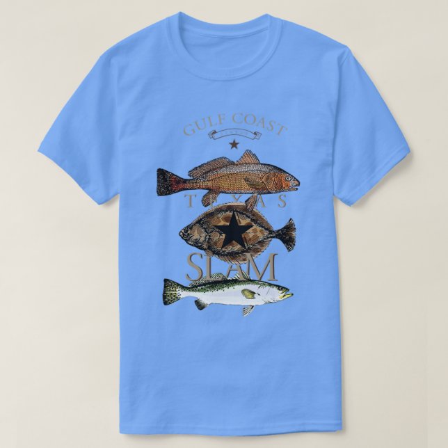 Texas Slam Fishing Red Drum Flounder Trout  T-Shirt (Design Front)