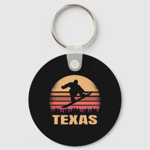 Texas Snowboarding Vintage Snow Boarder Retro 70s Keychain