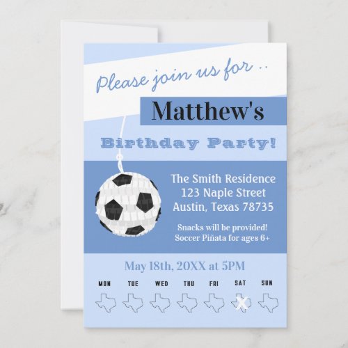 Texas Soccer Birthday Party Invitation