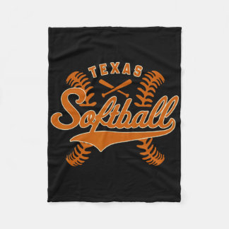 Texas Softll Vintage Mens Kids Team Retro Softll F Fleece Blanket