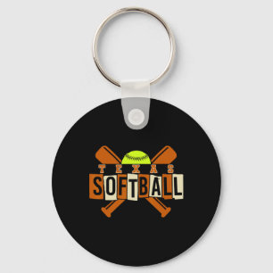 Texas Softll Vintage Mens Kids Team Retro Softll F Keychain