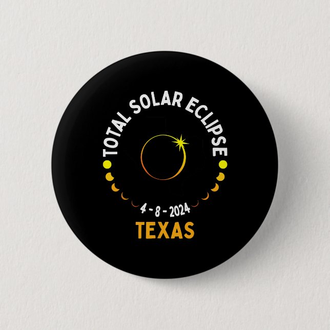 Texas Solar Eclipse 2024 Party Total Usa Map Total Button (Front)