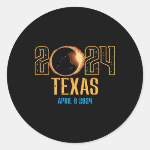 Texas Solar Eclipse 2024 Totality April 8 Men Wome Classic Round Sticker
