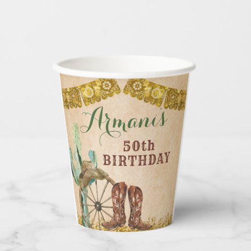 Texas South Western Rustic Cowboy Birthday Paper Cups