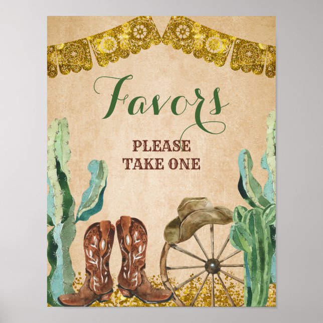 Texas Southwestern Desert Cowboy Birthday Favors Poster (Front)