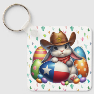 Texas/southwestern Easter bunny sheriff Keychain