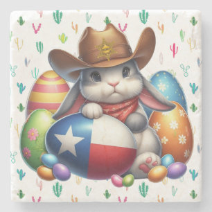 Texas/southwestern Easter bunny sheriff Stone Coaster