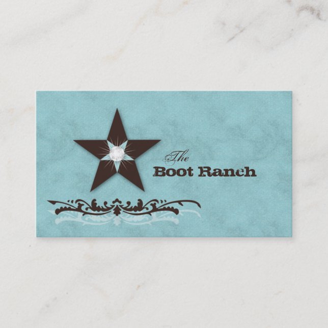 Texas Star Business Card Baby Blue Brown Jewelry (Front)