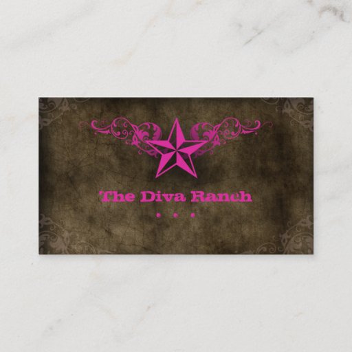 Customizable Texas Star Business Card Brown Suede Hot Pink