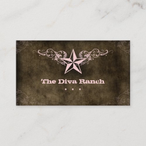 Texas Star Business Card Brown Suede Pink