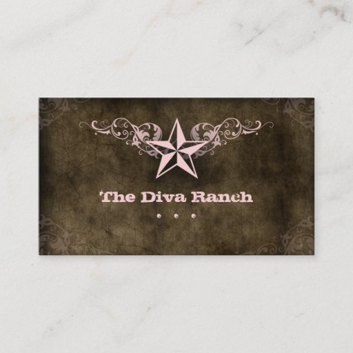 Customizable Texas Star Business Card Brown Suede Pink