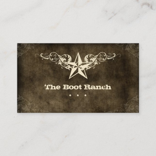 Texas Star Business Card Brown Suede Yellow (Front)