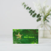 Texas Star Business Card Flourescent Green Gold (Standing Front)