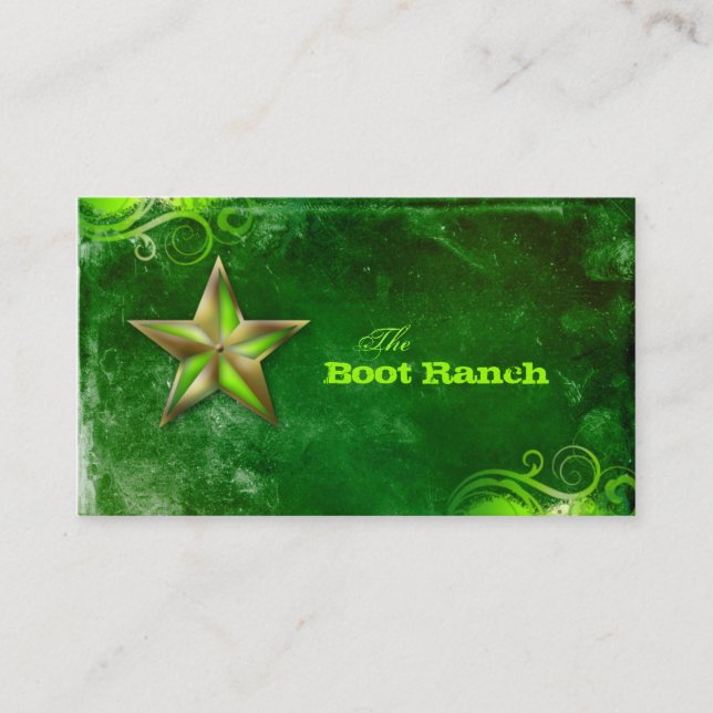 Texas Star Business Card Flourescent Green Gold (Front)